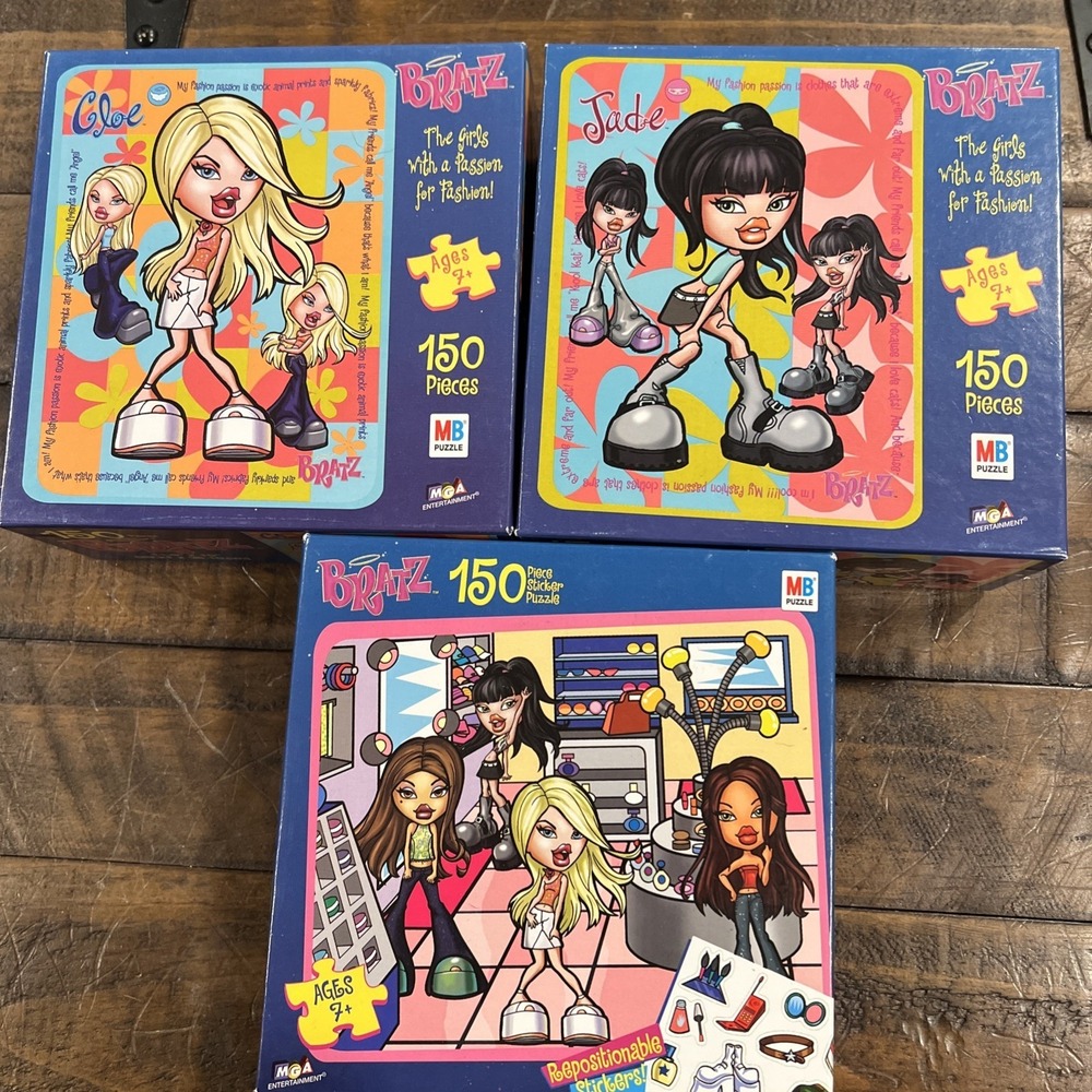 Vintage BRATZ Puzzle Yasmin Chloe Sasha Jade 150 Pc all pieces in box